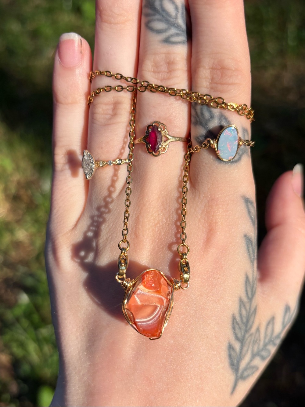 Fire opal interchangeable necklace